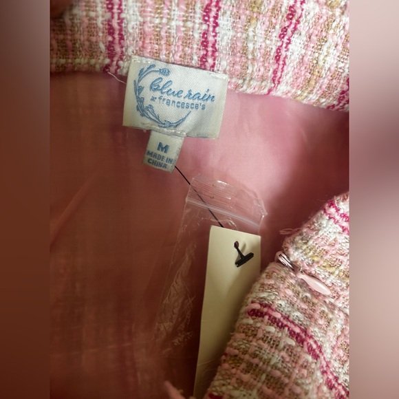 NWT Francesca’s Blue Rain Pink Plaid Tweed Mini Skirt Size: Medium - Picture 5 of 5